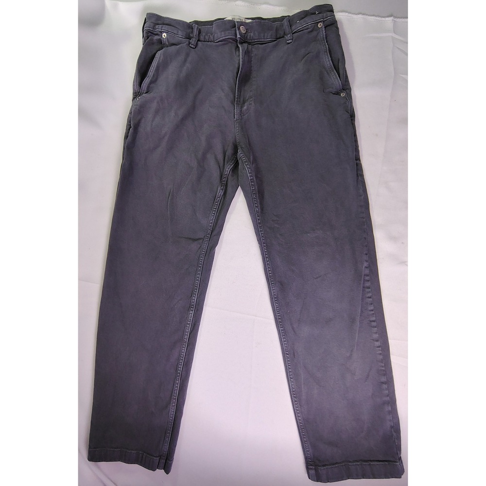 Hollister Mens 36x32 Gray Stretch Chino Pants Loose Fit Straight Leg Cotton